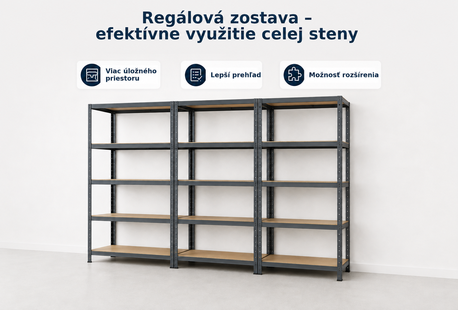 Regálová zostava - efektívne využitie steny